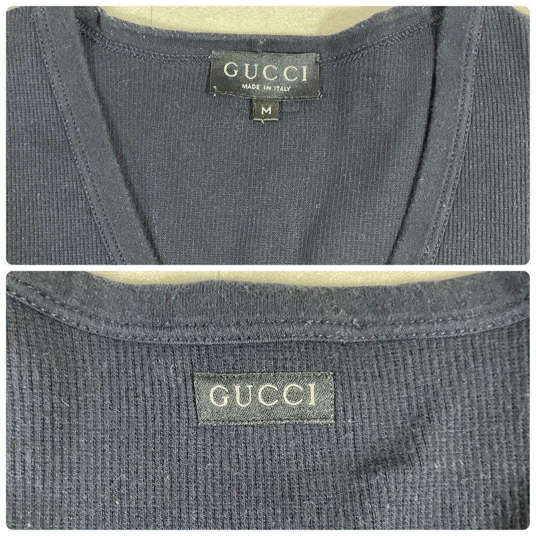 【美品】GUCCI 長袖カーディガン ロゴボタン ダブルG ネイビー M