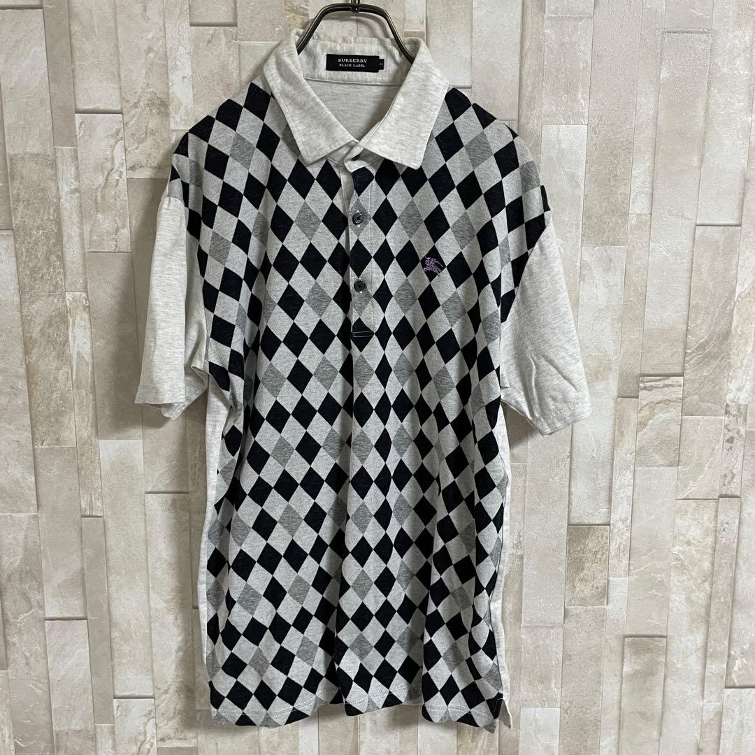 古着BURBERRY BLACK LABEL 半袖ポロシャツ 3 アーガイル柄