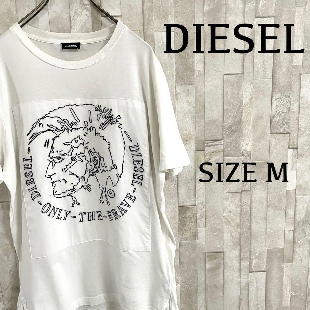 古着 DIESEL グラフィック刺繍 半袖Tシャツ Mサイズ ホワイト