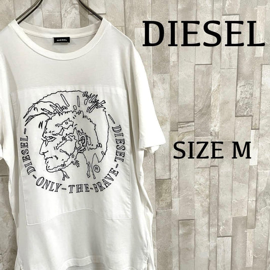 古着 DIESEL グラフィック刺繍 半袖Tシャツ Mサイズ ホワイト