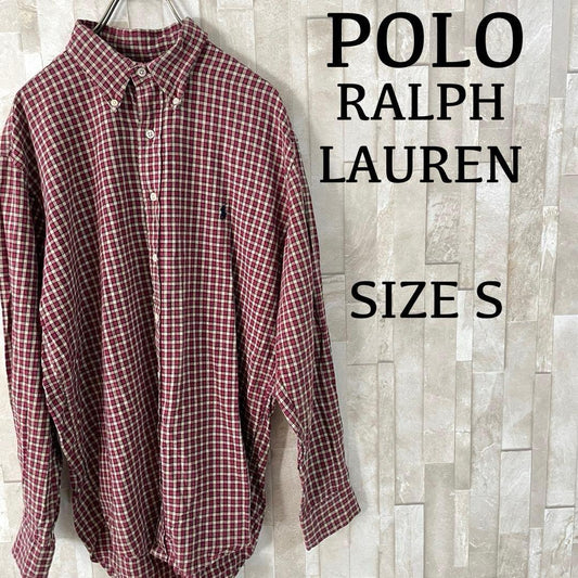 【美品】90s POLO RALPH LAUREN 長袖シャツ S チェック柄