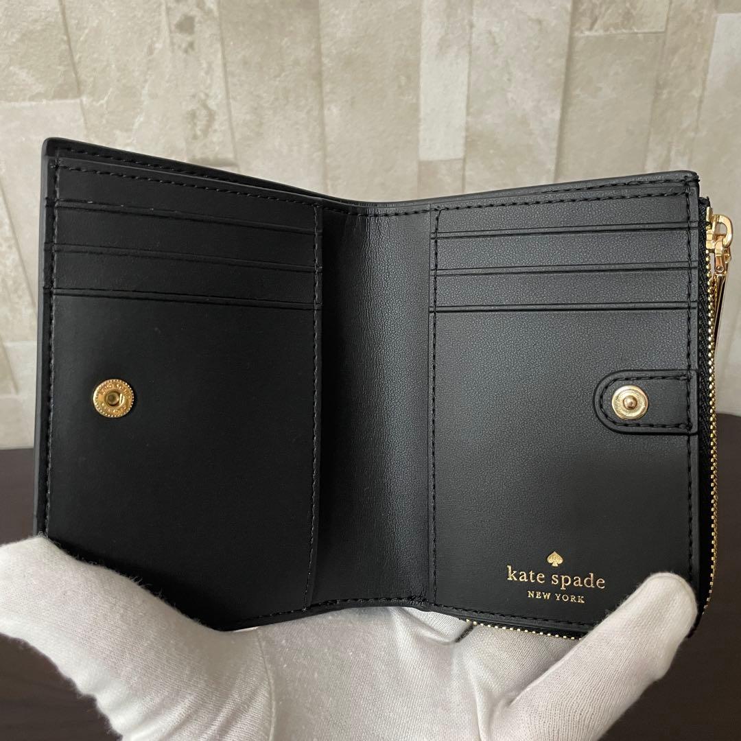訳あり新品 kate spade 二つ折り財布 ブラック