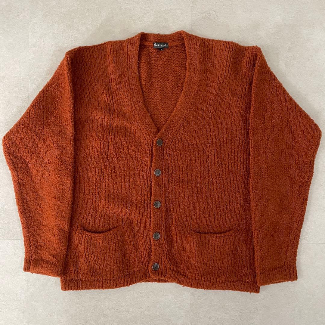 【美品】Paul Smith ニット 長袖カーディガン 日本製 L オレンジ