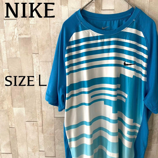 【希少2010年モデル 新品未使用タグ付】NIKE 青白ストライプ Tシャツ L