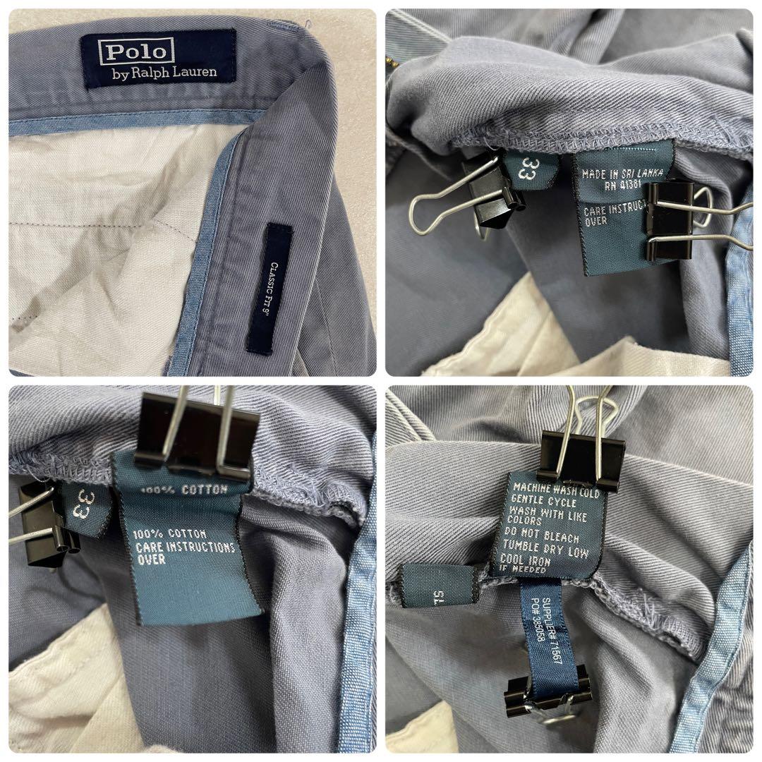 90s POLO RALPH LAUREN ハーフパンツ サイズ33 ブルー