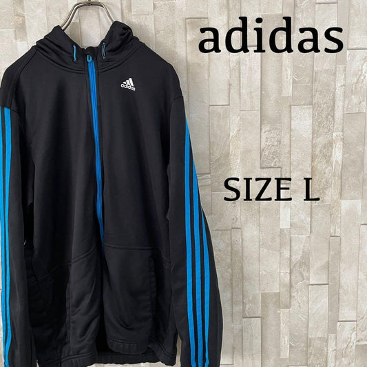 【美品】adidas フード付 トラックジャケット 3ストライプ サイズL