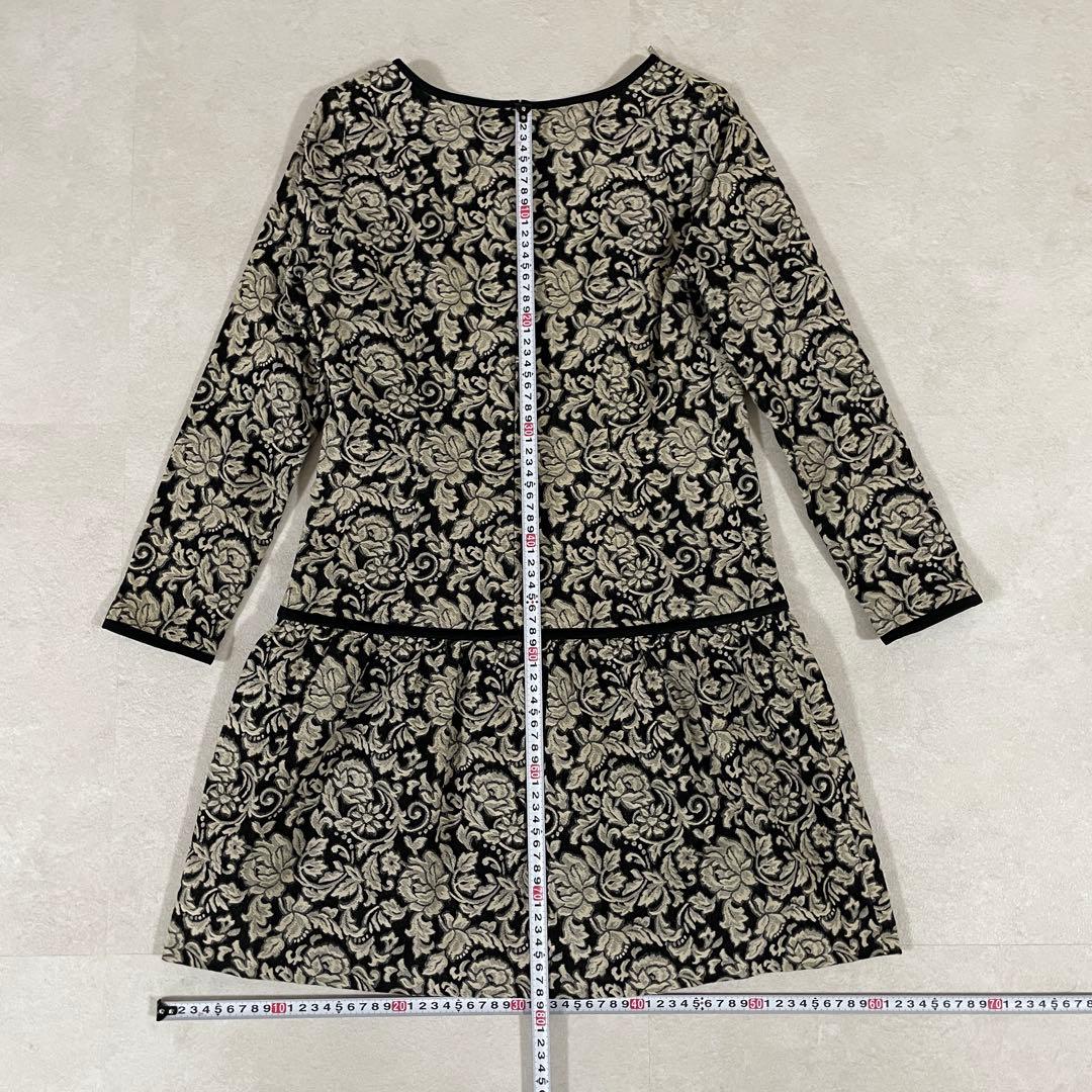 【美品】Viaggio Blu 長袖ワンピース ジャガード織り 花柄 サイズ1