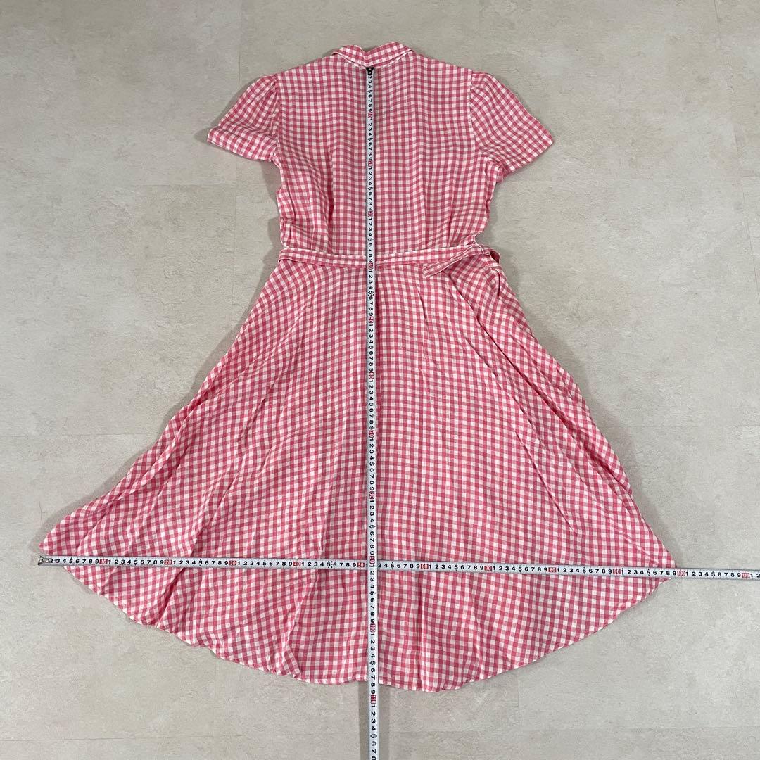 【美品】ポロラルフローレン 半袖シャツワンピース ベルト付 ギンガムチェック柄