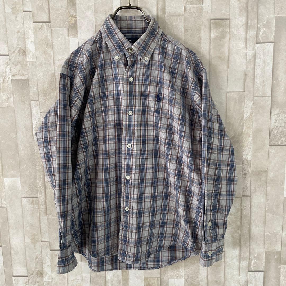 【美品】90s POLO RALPH LAUREN 長袖シャツ S チェック柄
