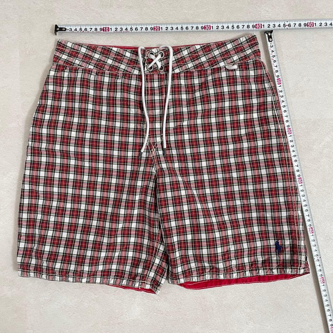 【美品】POLO RALPH LAUREN ハーフパンツ レッド系 チェック柄