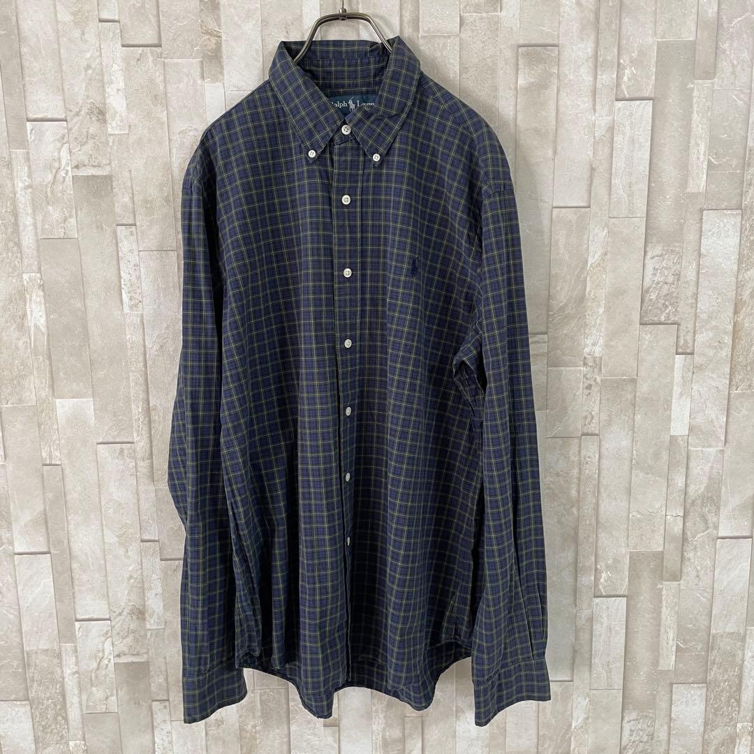 【美品】90s POLO RALPH LAUREN 長袖シャツ L チェック柄
