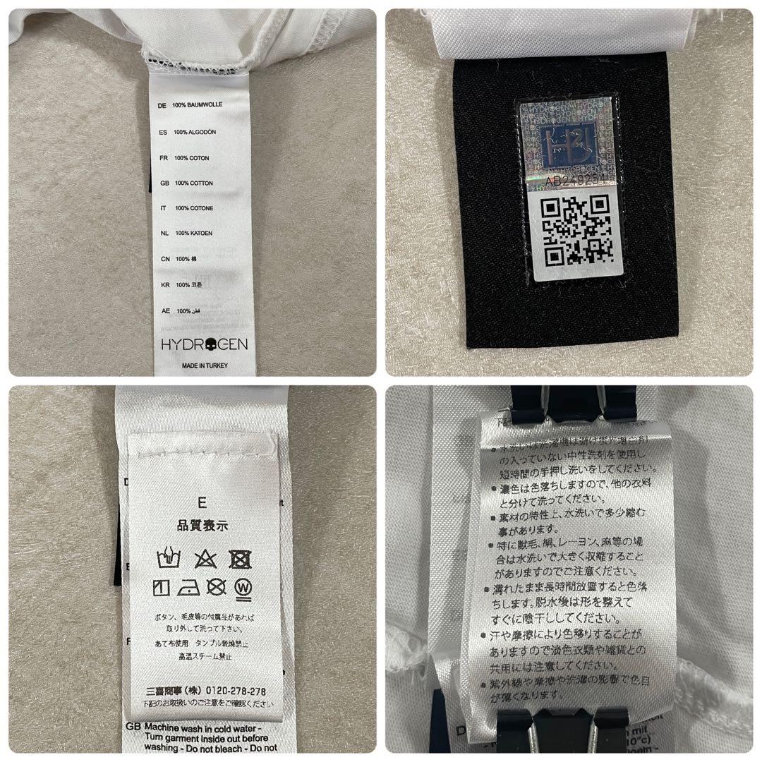 【美品】HYDROGEN ビック刺繍 車イラスト 半袖Tシャツ L ホワイト