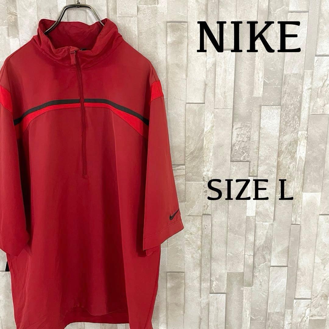 古着 NIKE NIKE GOLF 半袖ハーフジップゴルフウェア L レッド