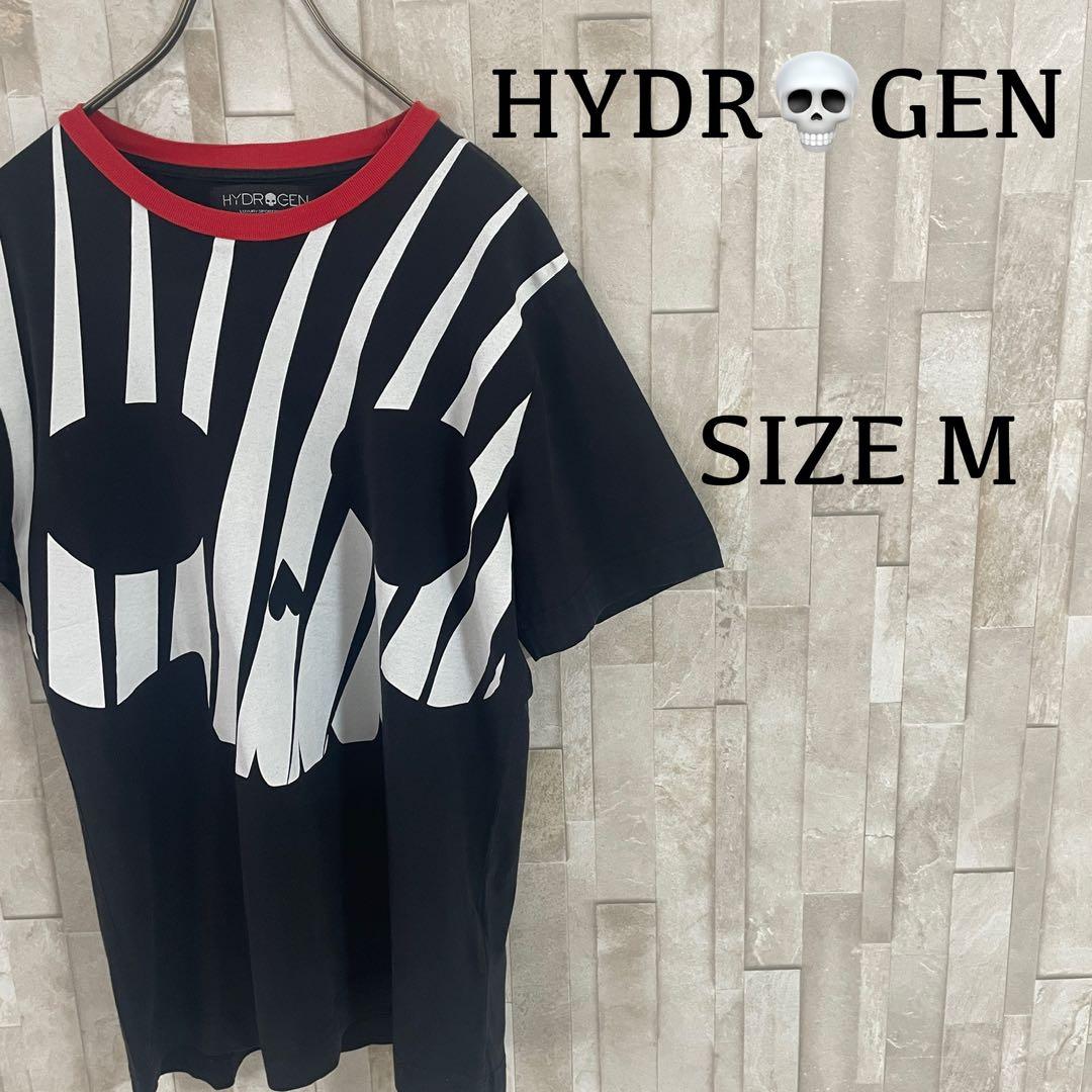 【美品】HYDROGEN スカル ビックプリント Tシャツ サイズM ブラック