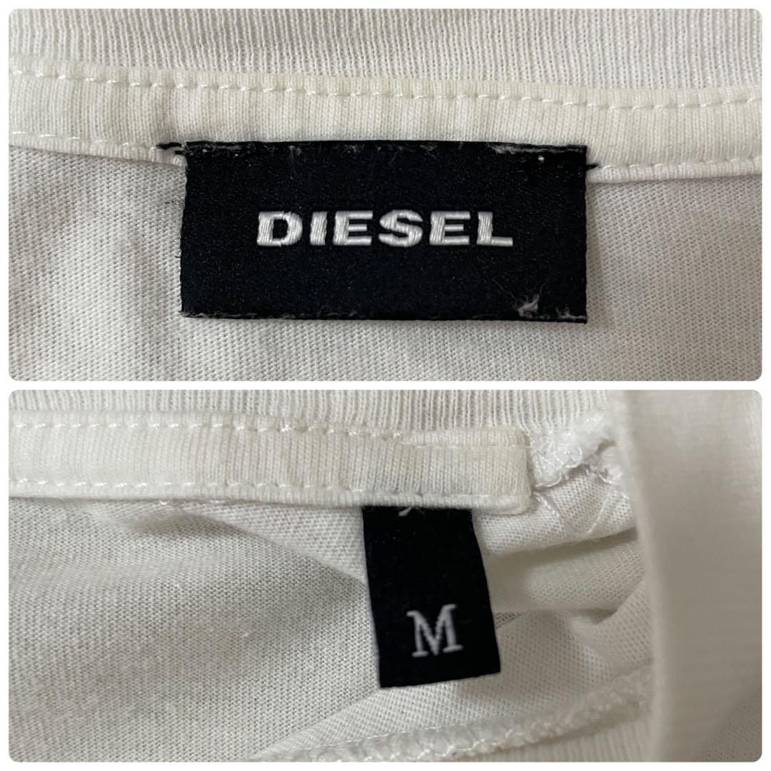 古着 DIESEL グラフィック刺繍 半袖Tシャツ Mサイズ ホワイト