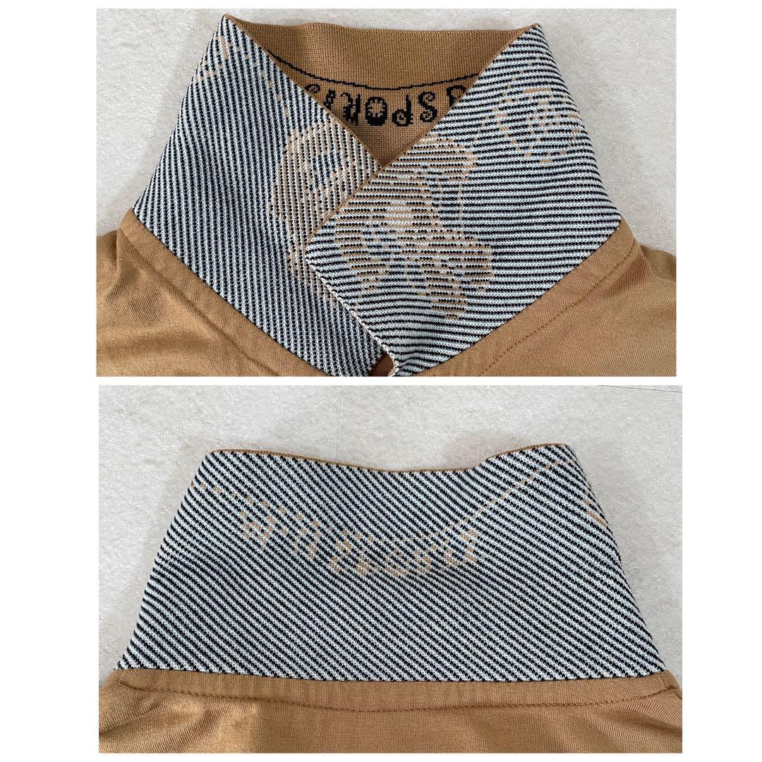 【美品】M·U SPORTS 長袖ポロシャツ キャラクター刺繍 42 ブラウン