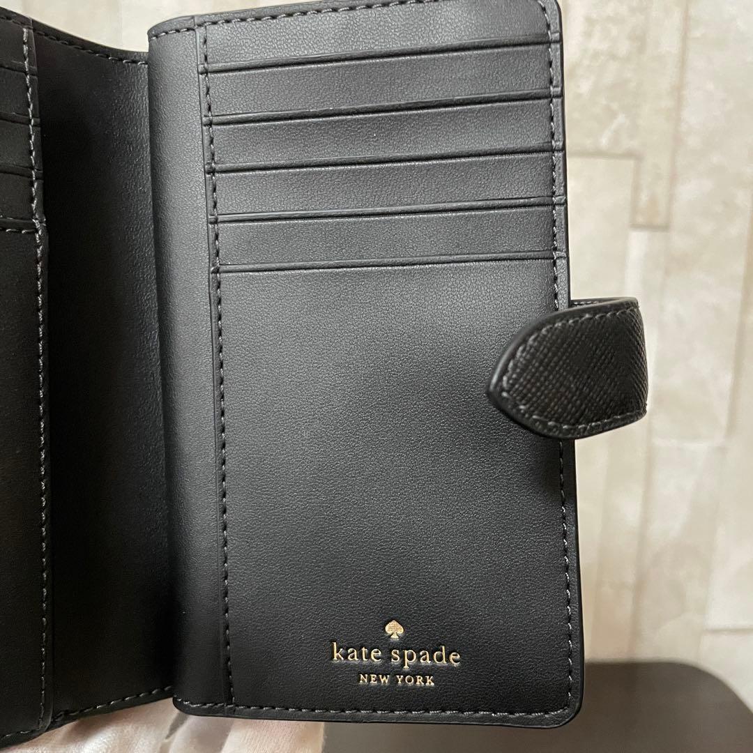 最終値下げ！訳あり新品 kate spade 二つ折り財布 ブラック