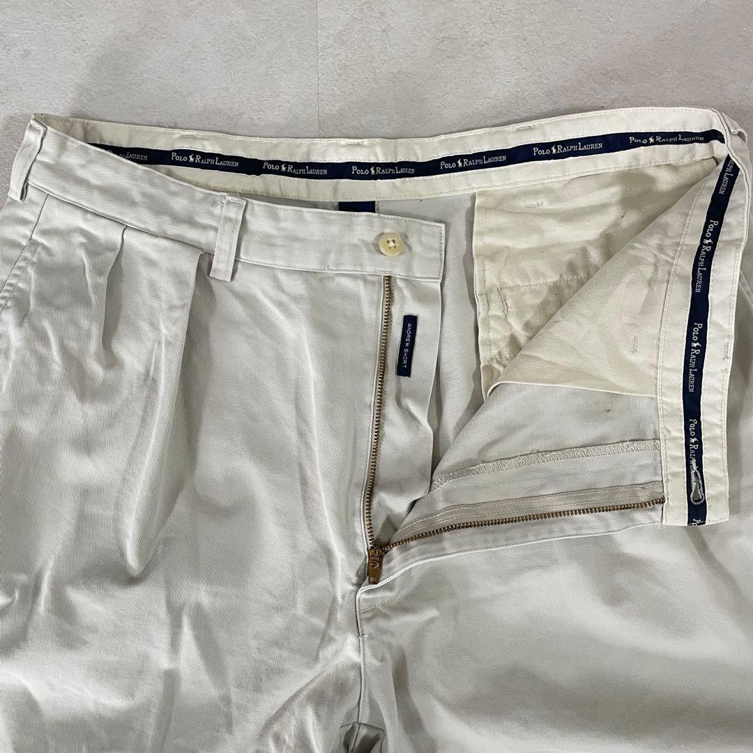 美品 90s POLO RALPH LAUREN ハーフパンツ 35 アイボリー