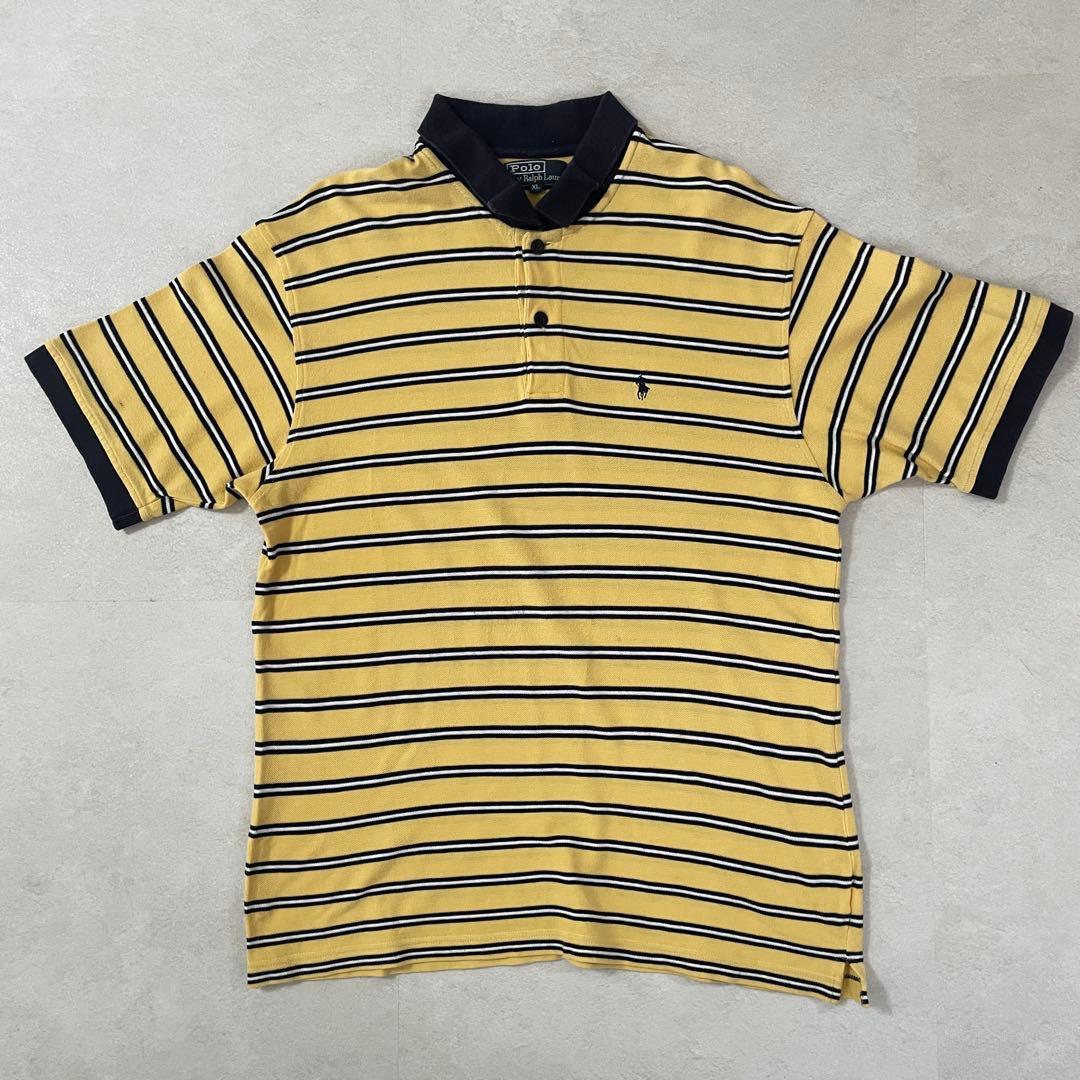 90s POLO RALPH LAUREN ポニー刺繍 半袖ポロシャツ ボーダー