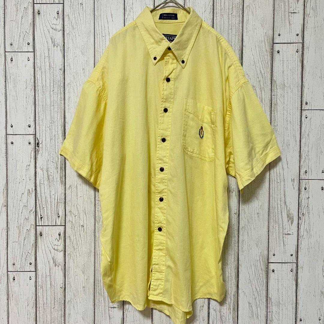 80s ラルフローレン メンズ 半袖 シャツ Lサイズ イエロー