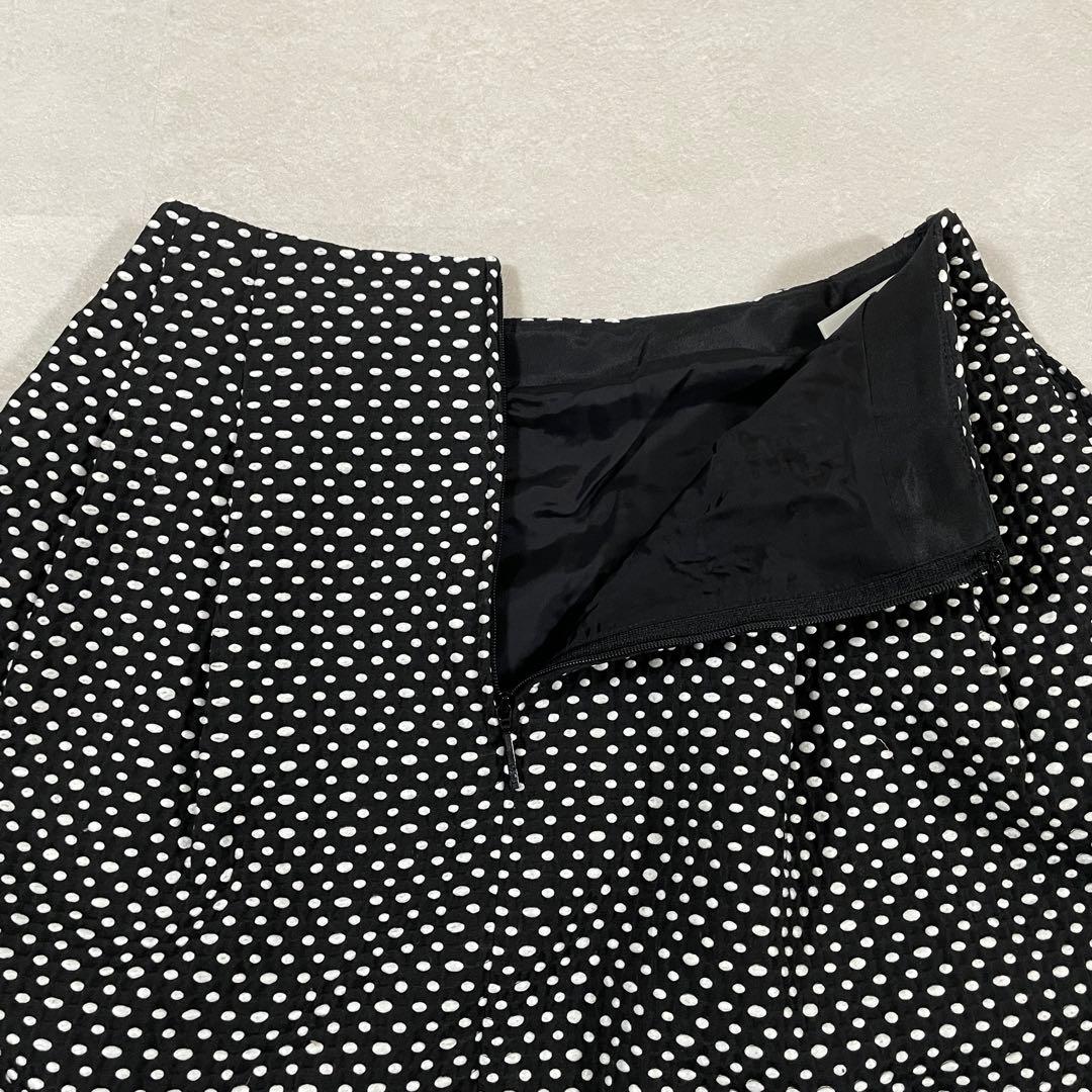 【美品】René ひざ丈スカート ドット柄 サイズ36 ブラック×ホワイト