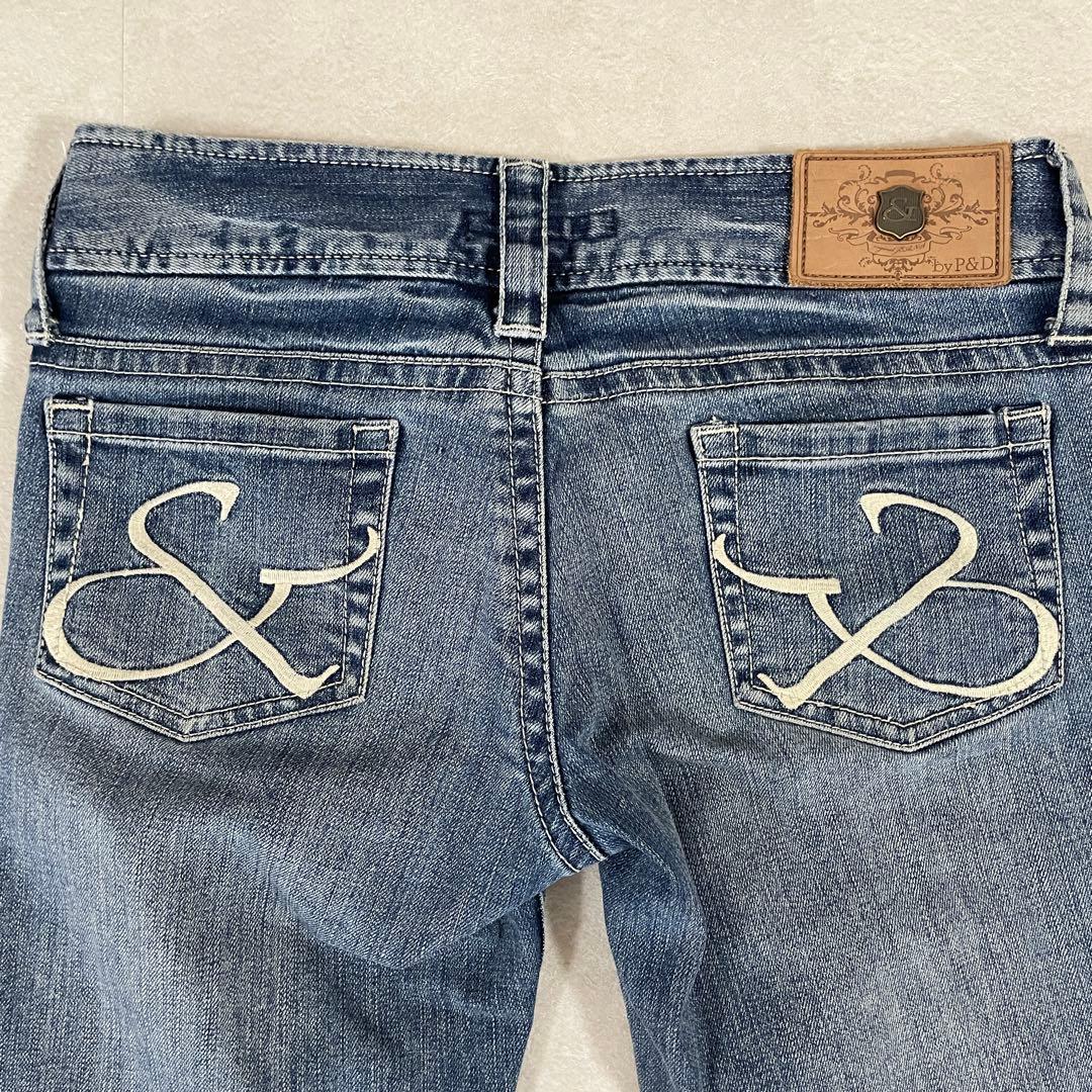 【美品】 &by p&d デニムパンツ ロゴ刺繍 パッチ サイズ34