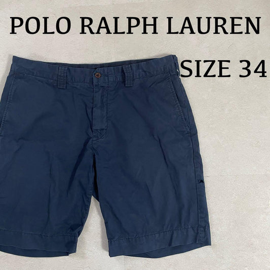 古着 90s POLO RALPH LAUREN ハーフパンツ 34 ネイビー