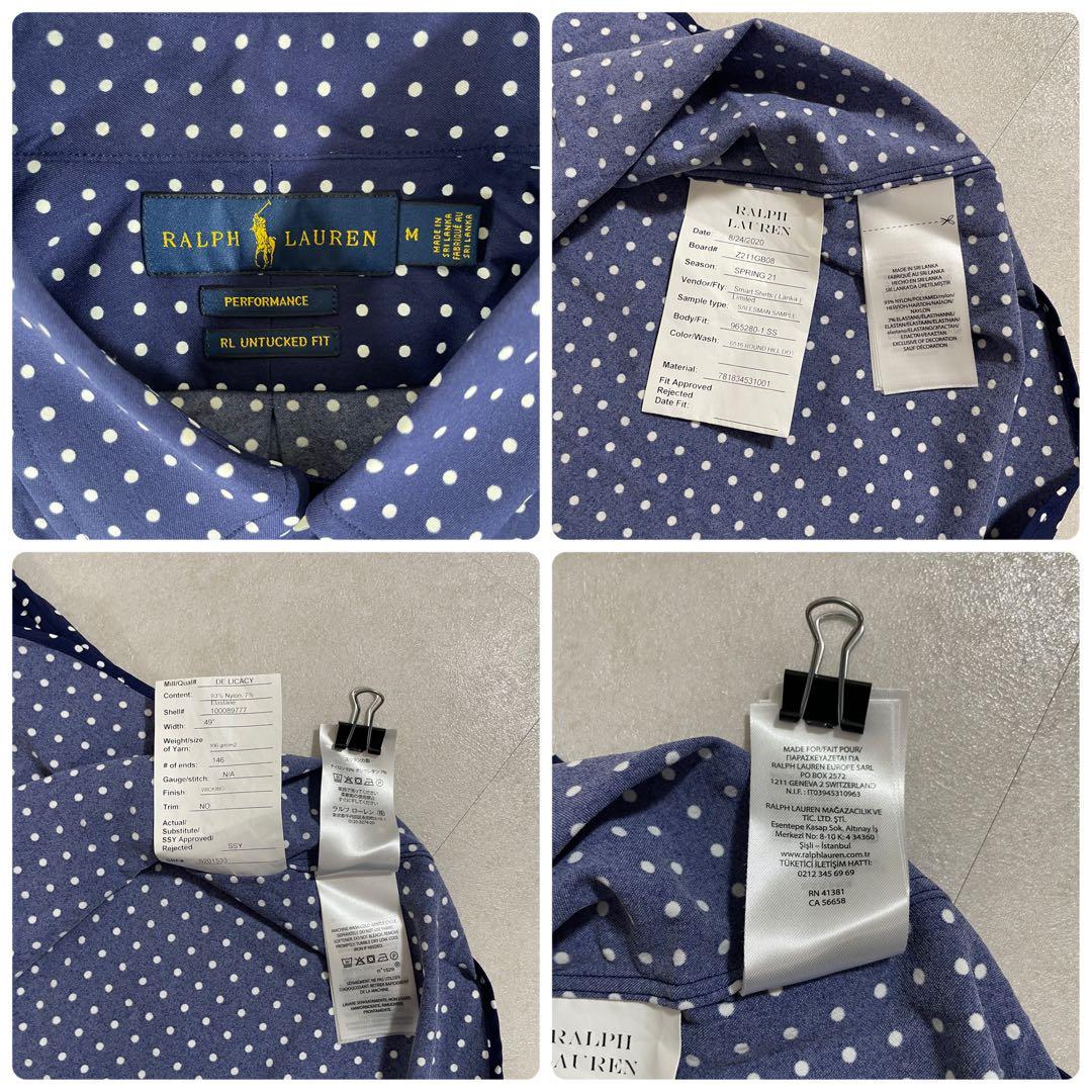 【美品】RALPH LAUREN 半袖シャツ ポニー刺繍 ドット柄 サイズM