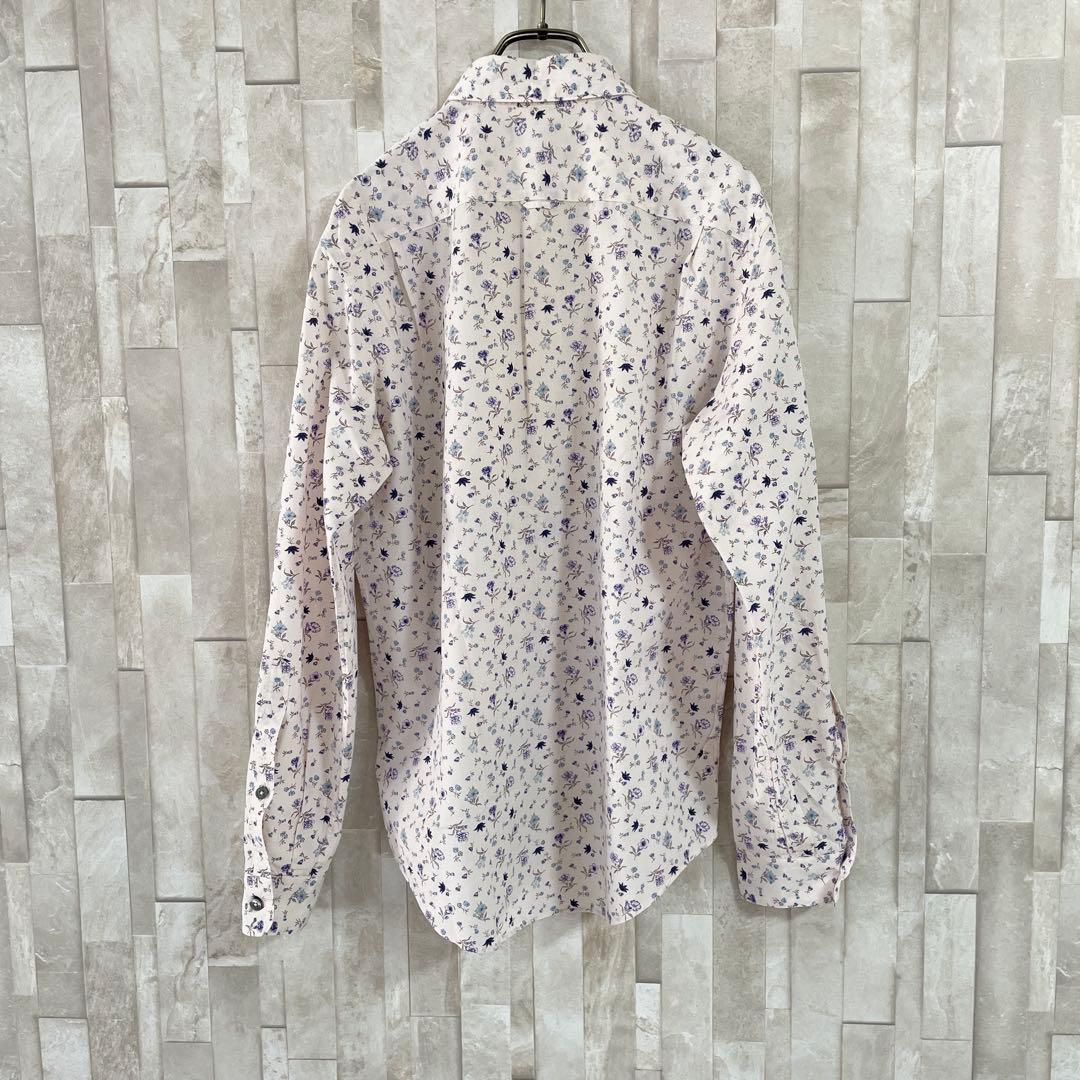 古着 Paul Smith 長袖シャツ 日本製 花柄 総柄 パープル サイズM