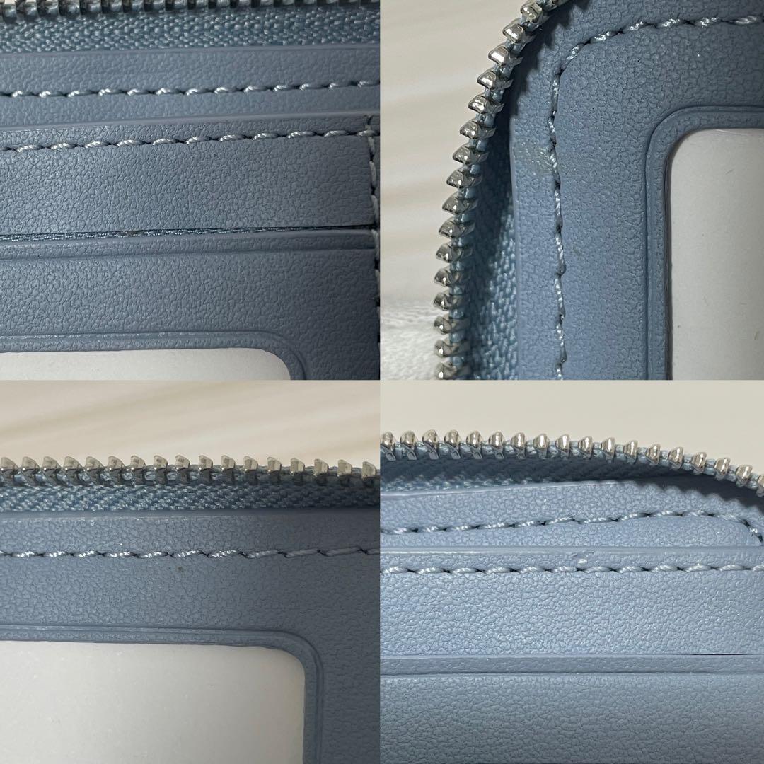 訳あり新品 COACH 二つ折り財布 ライトブルー シグネチャー