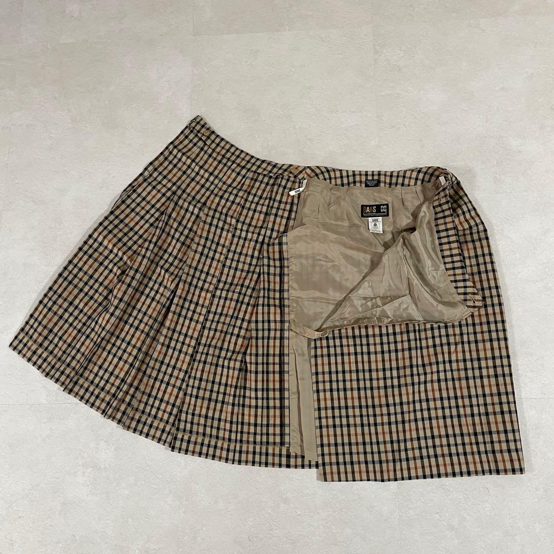 【美品】DAKS LONDON プリーツロングスカート 61-89 チェック柄