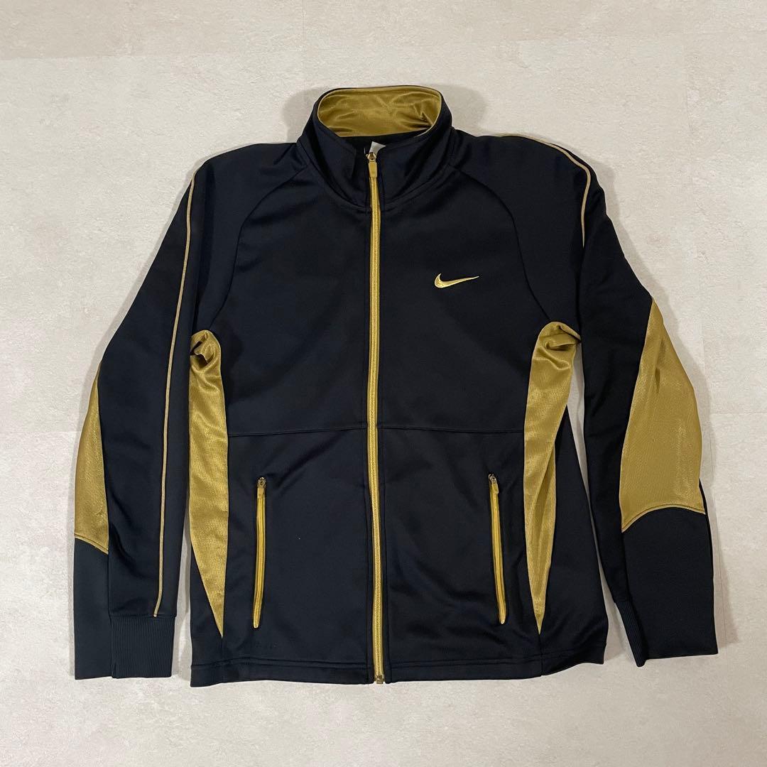 古着NIKE トラックジャケット サイズM ブラック ゴールド ツートン