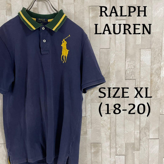 古着 POLO RALPH LAUREN ポロシャツ ビックポニー ネイビー