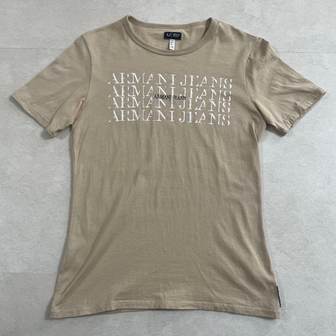 古着 ARMANI JEANS ベージュ 半袖Tシャツ Sサイズ