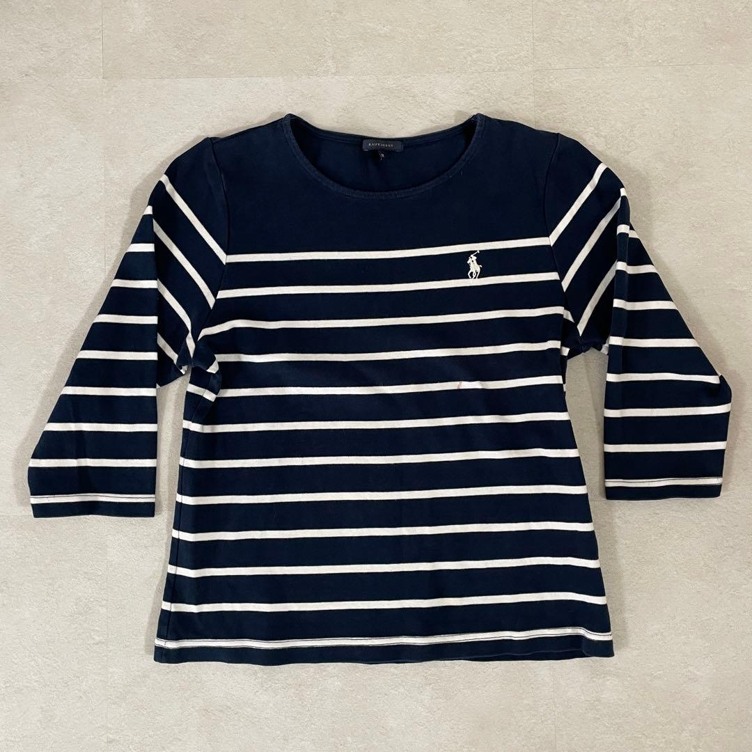 古着 POLO RALPH LAUREN 半袖Tシャツ ボーダー柄 M 紺色