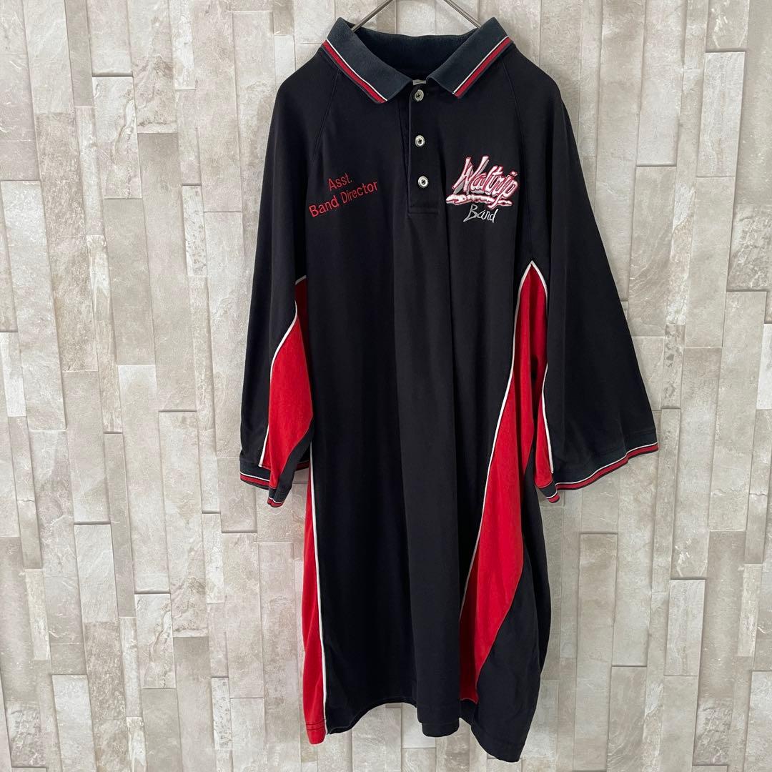 【美品】USA古着 HARTWELL SPORTS 半袖ポロシャツ XL 黒/赤