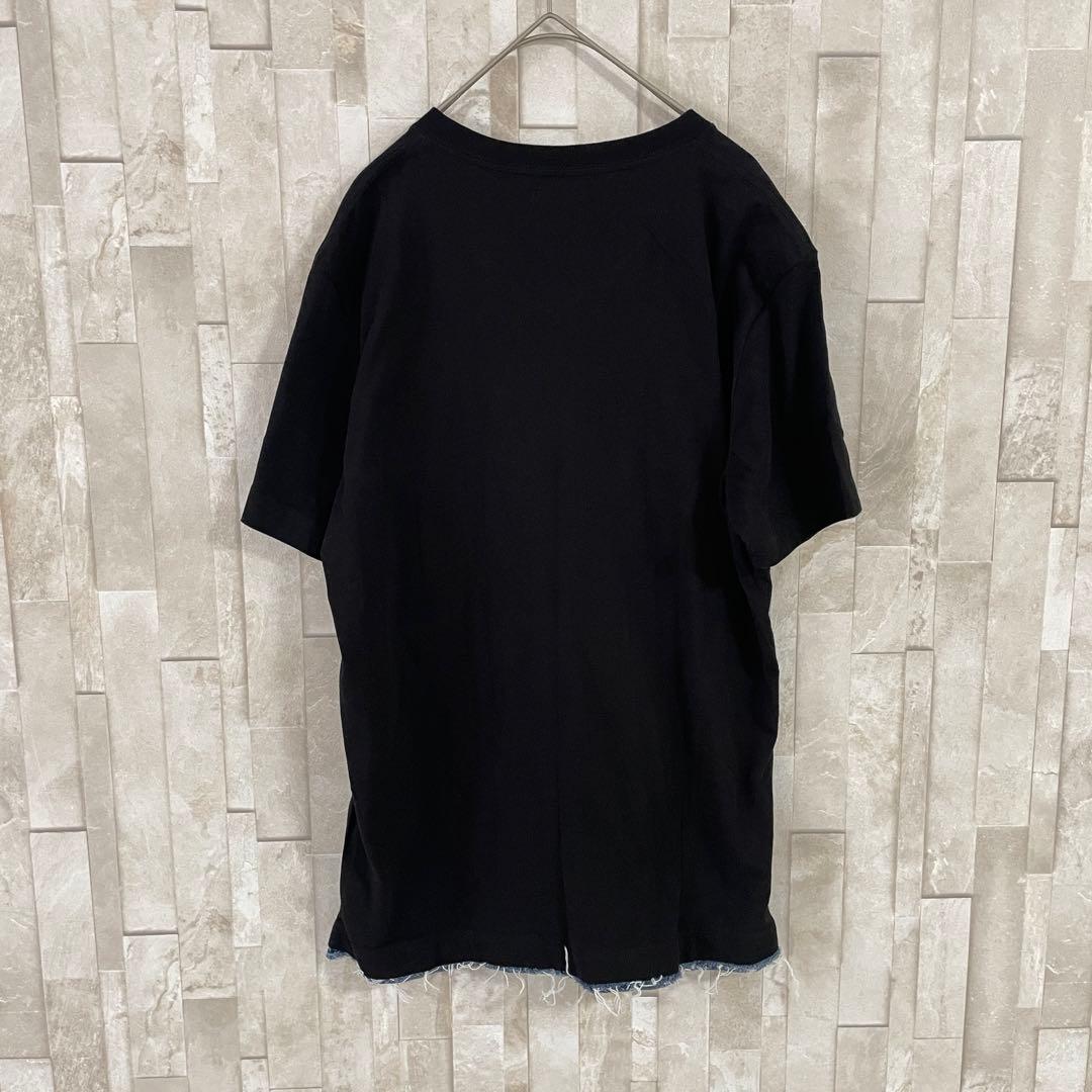 古着DIESEL 半袖VネックTシャツ デニムポケット サイズS ブラック