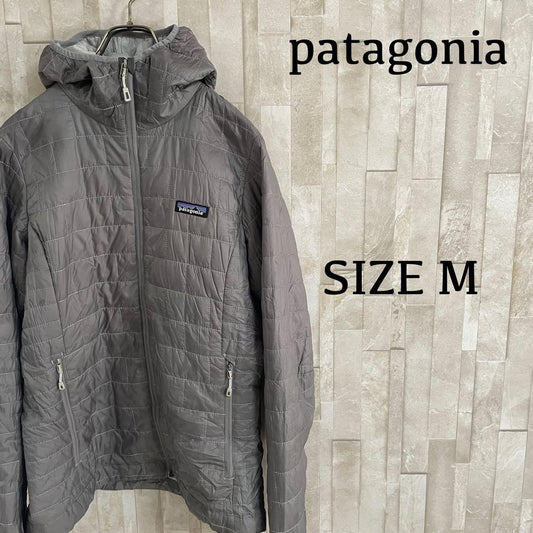 古着 patagonia ナノパフフーディ ライトダウン サイズM グレー