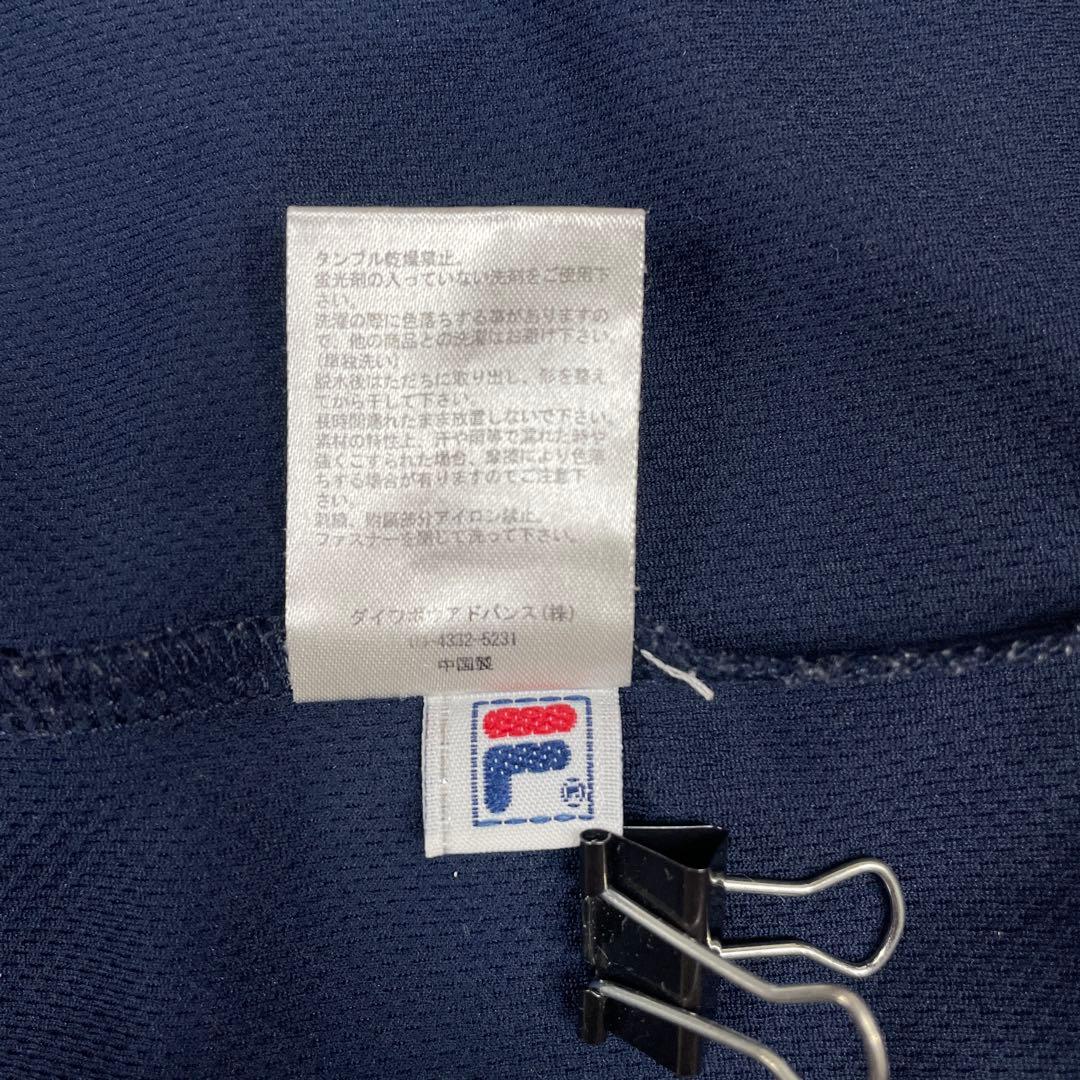 古着 FILA 半袖シャツ ハーフジップ スポーツウェア M ネイビー