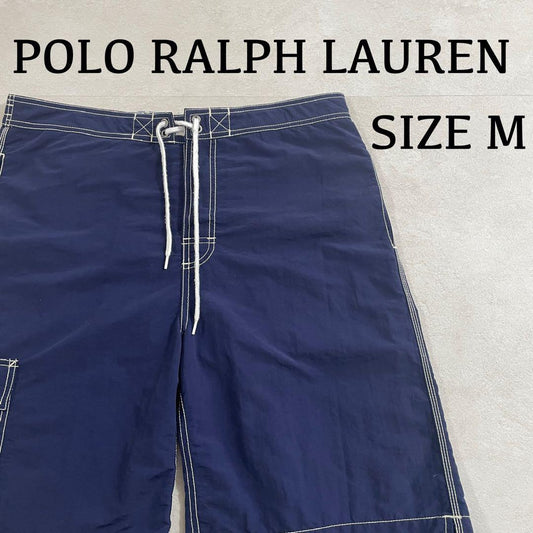 【希少】90s POLO RALPH LAUREN ネイビー スイムショーツ M