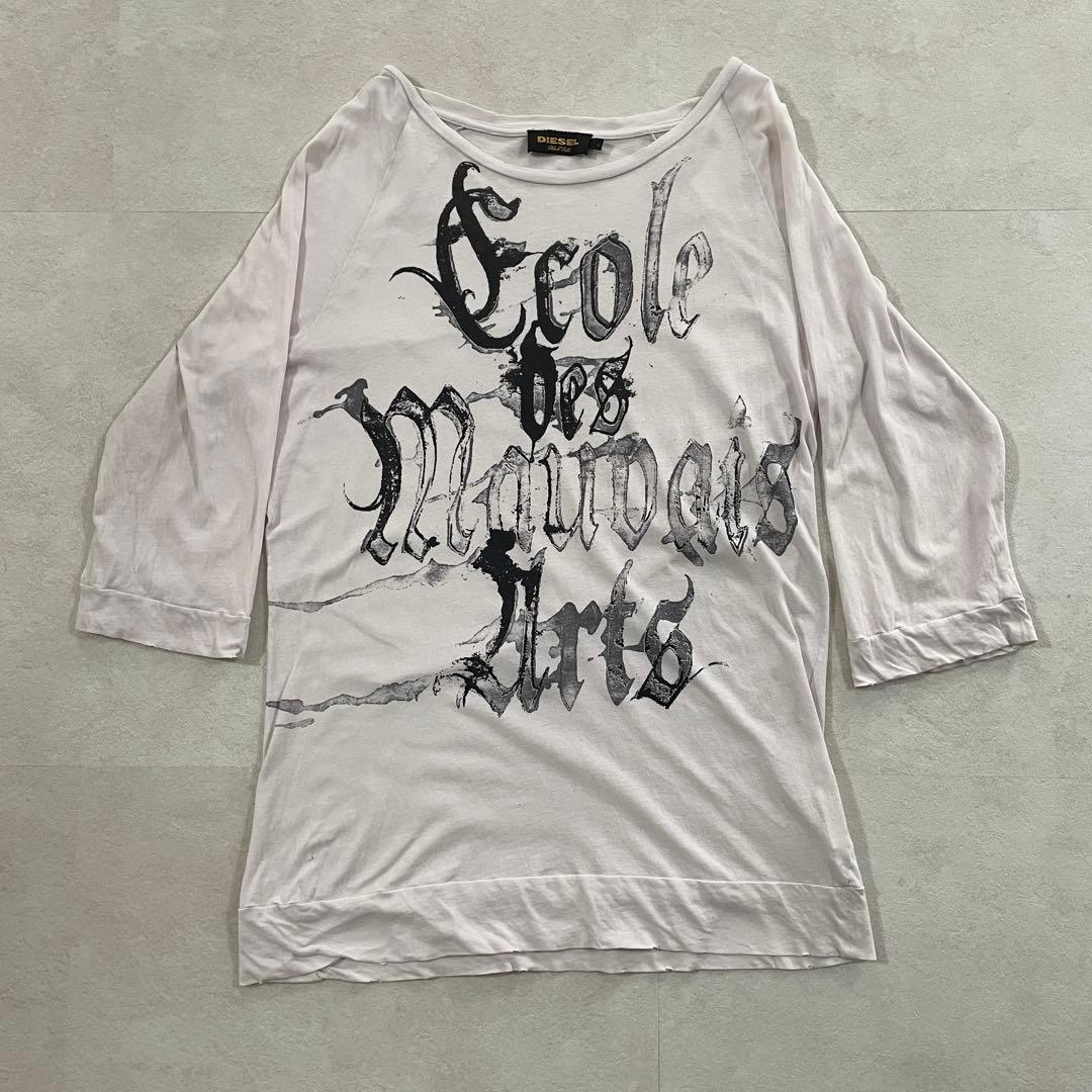 古着 DIESEL BLACK GOLD 7分袖Tシャツ S ライトピンク