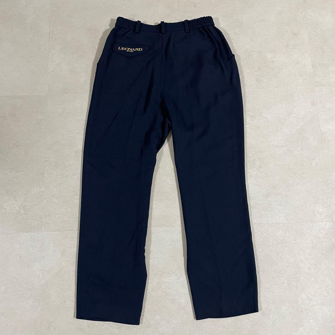 【美品】LEONARD SPORT パンツ ロゴ刺繍 サイズXL ネイビー