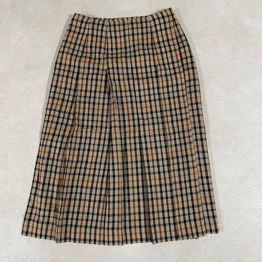 【美品】DAKS LONDON プリーツロングスカート 61-89 チェック柄