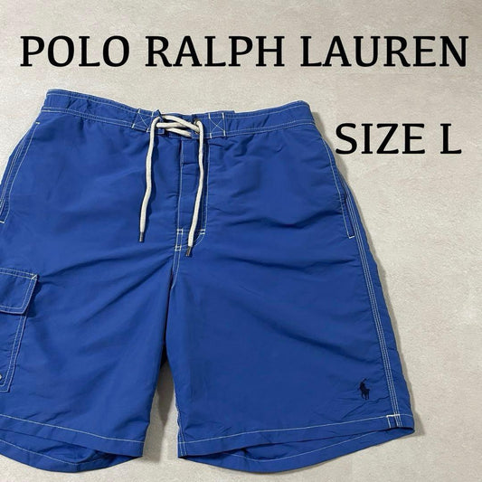 古着POLO RALPH LAUREN 青 スイムショーツ Lサイズ
