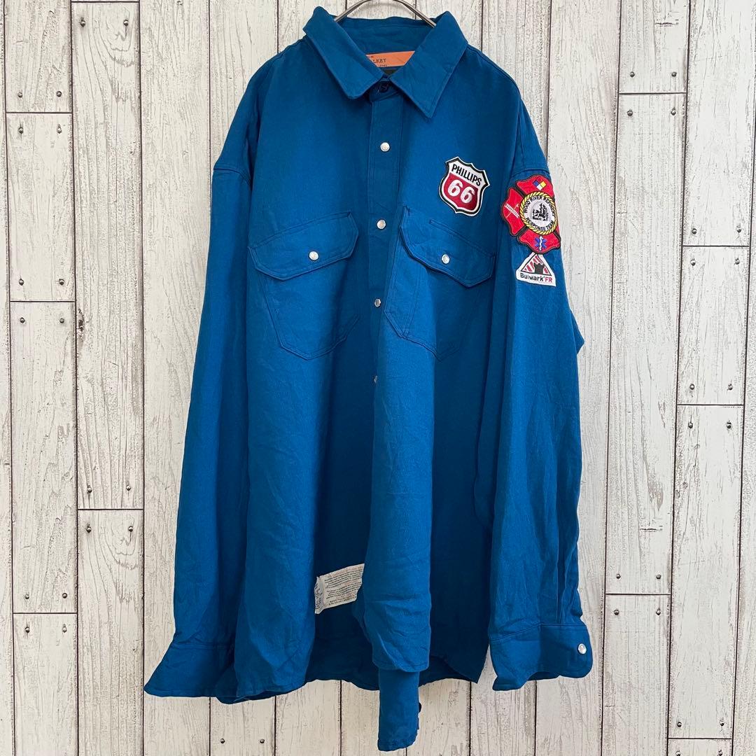 【美品】Bulwark 長袖ワークシャツ XLサイズ ブルー