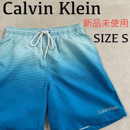 【新品未使用タグ付】Calvin Klein スイムショーツ ブルー Sサイズ