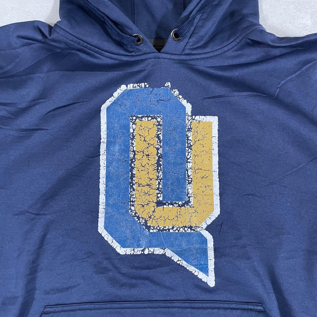 古着 UNDER ARMOUR プルオーバーパーカー プリント STORM 紺色