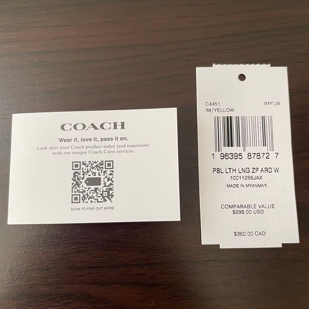 訳あり新品 COACH 長財布 イエロー