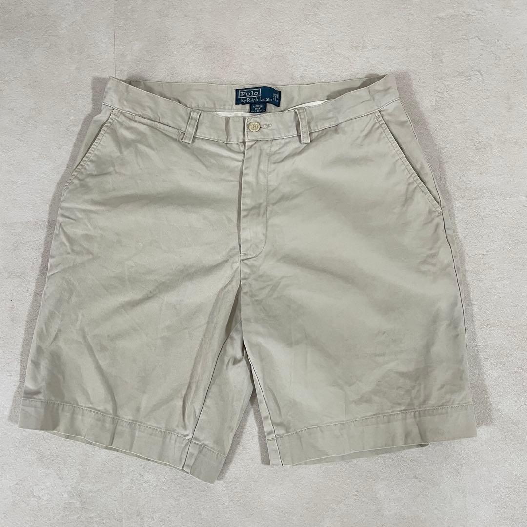90s POLO RALPH LAUREN ハーフパンツ サイズ33 ベージュ