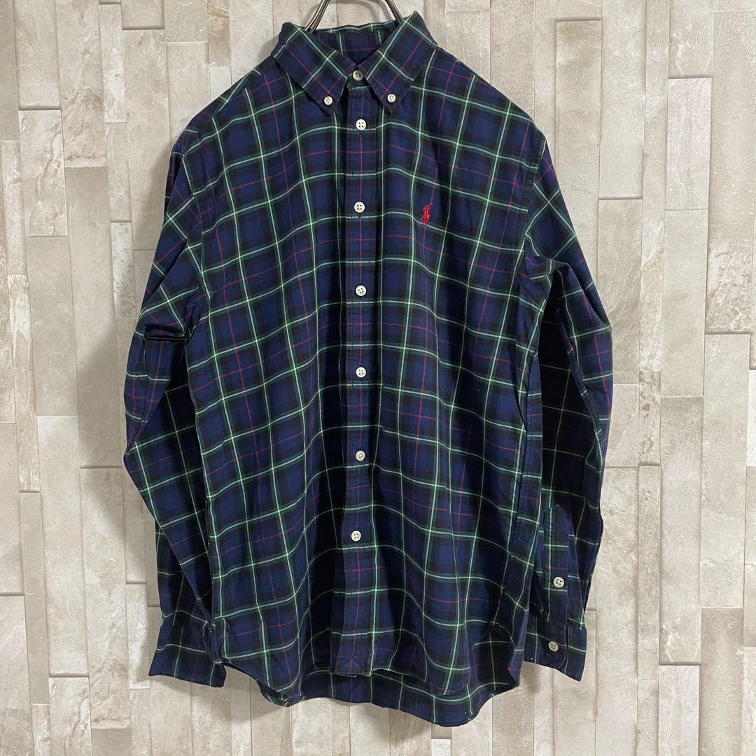 90s POLO RALPH LAUREN 長袖シャツ ポニー刺繍 チェック柄